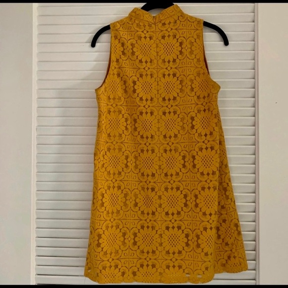 Mod Dress, Mustard with lace overlay, 1960s - Picture 3 of 5